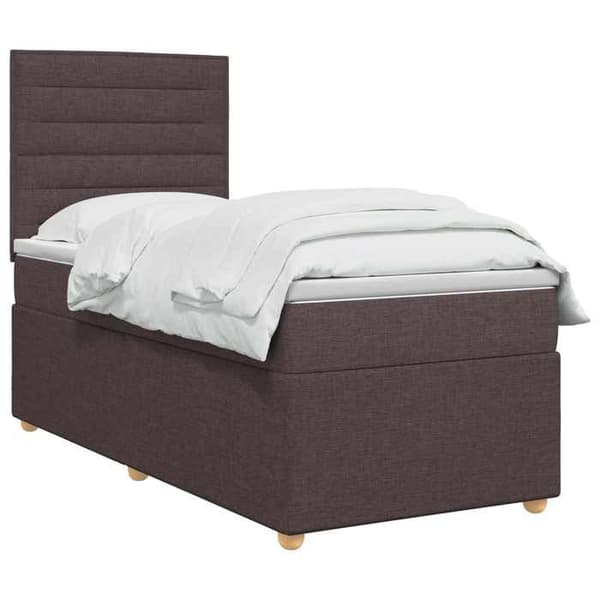 Maison Exclusive - Boxspring seng med madras Mørkebrun 90 x 200 cm Stof