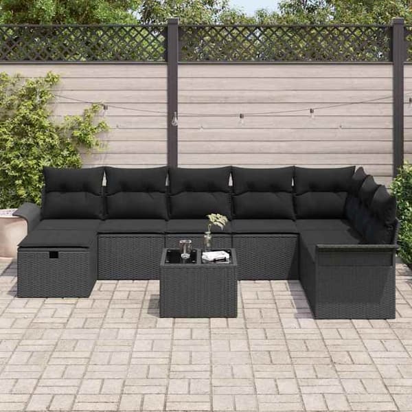 Trädgårdsmöbler - EXKLUSIVT HUS - 9 delar - Poly Rattan - Modulär - UV-beständig