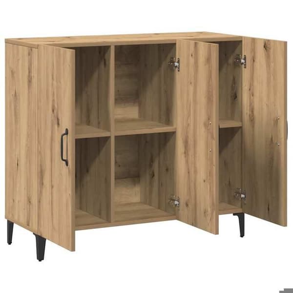 Maison Exclusive - Buffet i egetræ, håndlavet 90x34x80 cm, ingeniørtræ