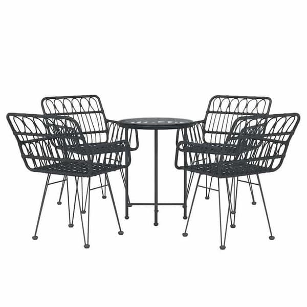 Maison Exclusive - Have spisebordssæt 5 stk Sort flet