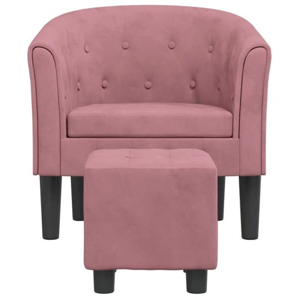 Maison Exclusive - Fåtölj med fotpall i rosa sammet Ros