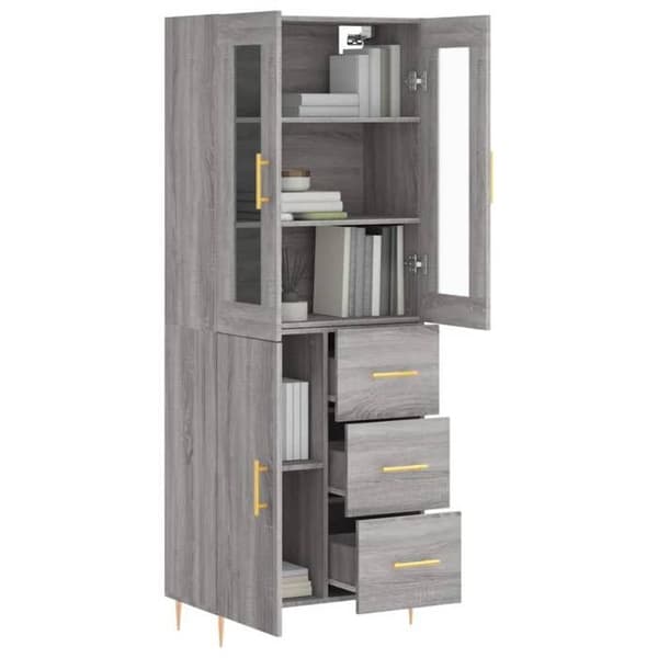 Maison Exclusive - Buffé hög Sonoma grå 69,5x34x180 cm Ingenjörsträ