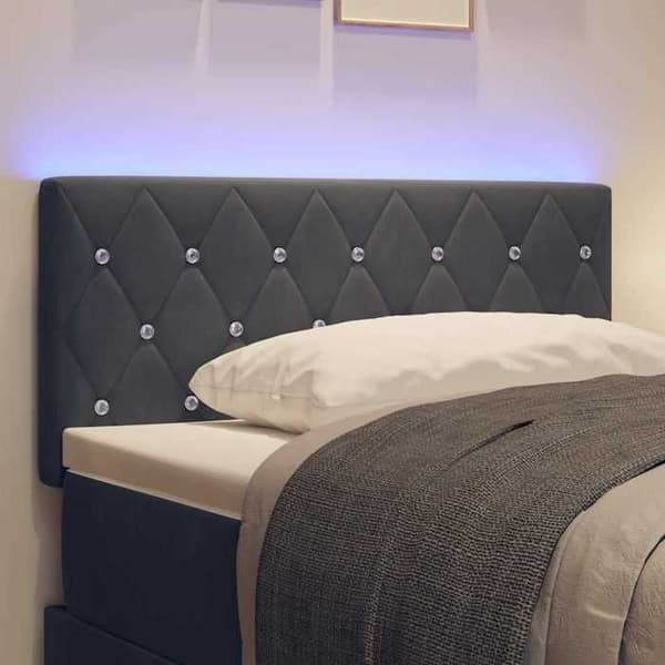 Maison Exclusive - LED-huvudgavel med LED-remsor Mörkgrå 100 cm Sammet