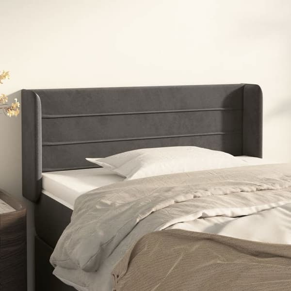 Maison Exclusive - Päätylevy korvilla Tummanharmaa 83x16x78/88 cm Sametti Mörkgrå