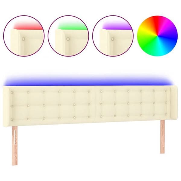 Maison Exclusive - LED Hovedgærde Creme 183x16x78/88 cm Simililæder