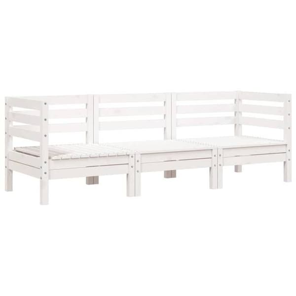 Maison Exclusive - Trädgårdssoffa 3 platser vit massiv furu