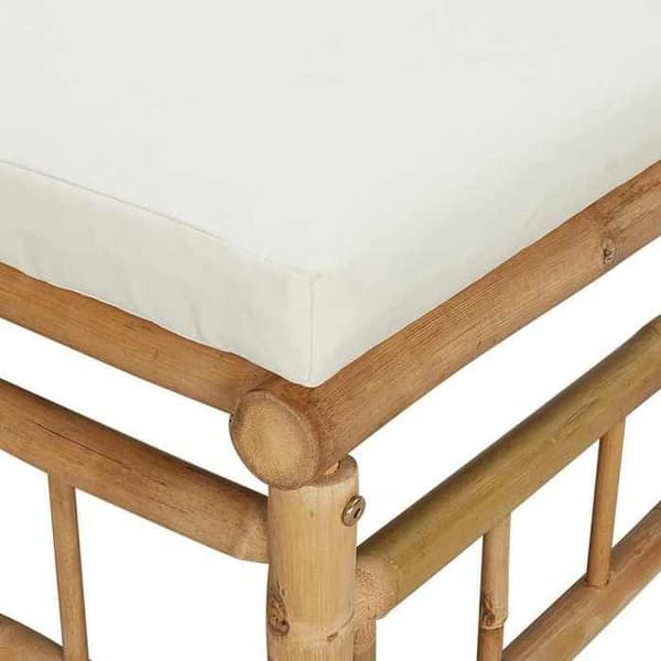 Central have-sofa - EKSKLUSIV HUS - Modulerbar central - Holdbart bambus - Polstrede puder - Hvid creme Vit grädde
