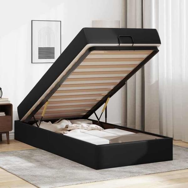 Maison Exclusive - Sängram med madrass Annan 2 delar Svart PVC