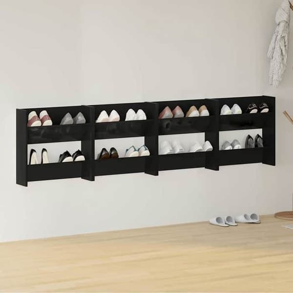 Maison Exclusive - Væghængte skoskabe 4 stk sort blank 60x18x60 cm