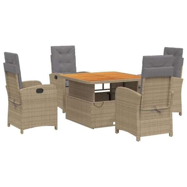 Maison Exclusive - Puutarhakalusteryhmä tyynyillä 5 kpl Beige polyrottinki beige