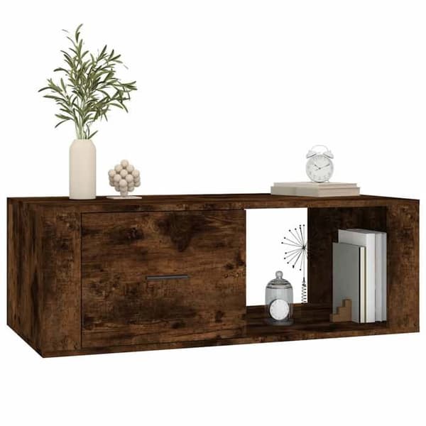 Bord - EKSKLUSIV HUS - Røget eg 100 x 50,5 x 35 cm - Ingeniørtræ - Skuffe og rum - Rektangulær Rökt ek