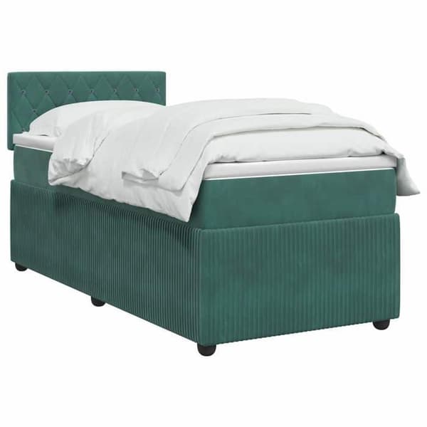 Maison Exclusive - Boxspring säng med mörkgrön madrass 90 x 200 cm Sammet