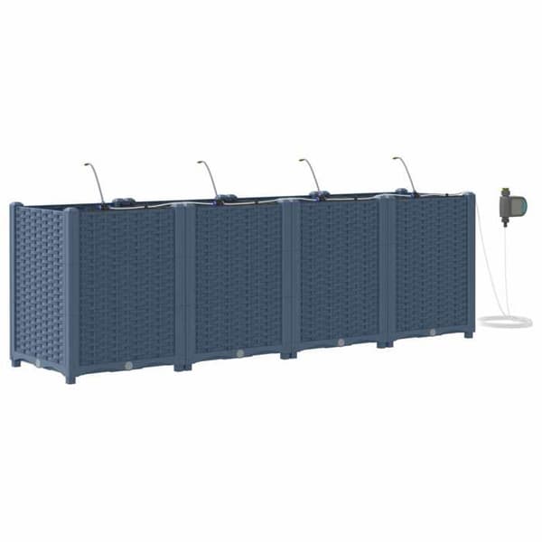 Jardinière - EXKLUSIVT HUS - 160 x 40 x 52 cm (pack 4) - PP - Grå - Väderbeständig Grå