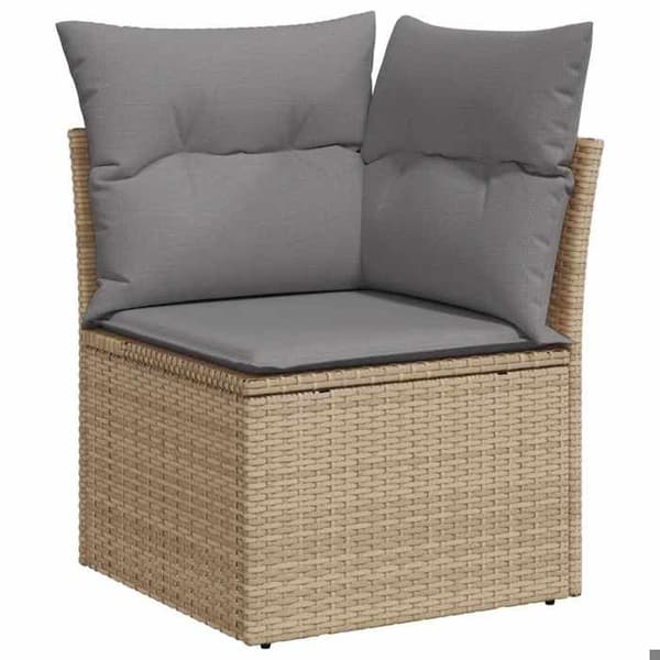 Maison Exclusive - Trädgårdsmöbler med kuddar 7 delar beige flätad resin