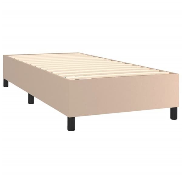Sengestel - EKSKLUSIV HUS - 80x200 cm - Kunstlæder cappuccino - Lamelseng - Robuste ben Cappuccino