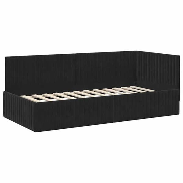 Maison Exclusive - Svart hörnsängram 90 cm x 190 cm Sammet