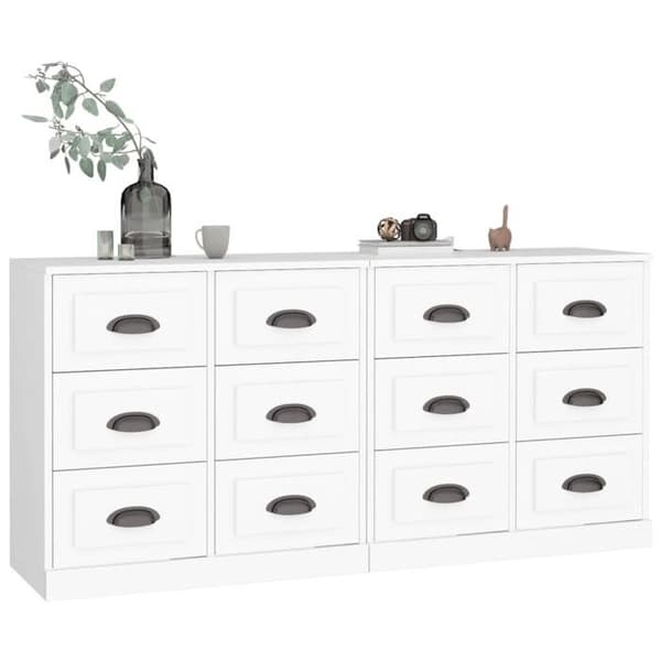 Buffet - Maison Exclusive - Sæt med 2 dele - Hvid - Ingeniørtræ
