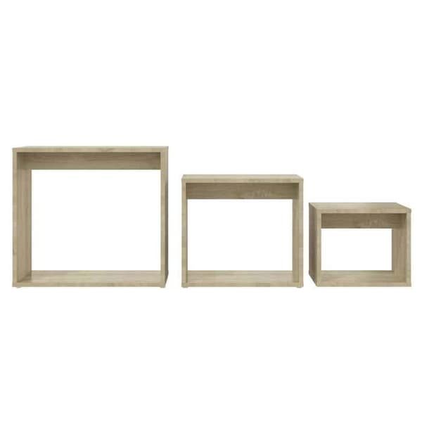 Bordstabletter - MAISON EXCLUSIVE - Sonoma eg - Sæt med 3 stk - Pladsbesparende - Moderne design