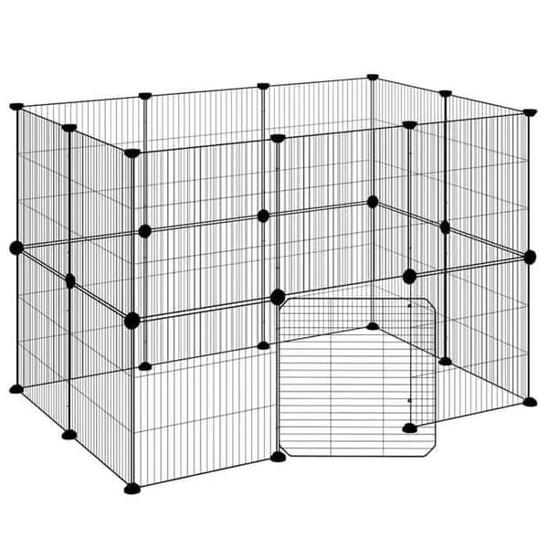 Maison Exclusive - 20-panelers kæledyrbur med sort dør 105x70x70 cm