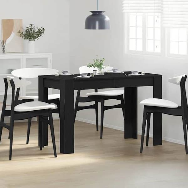 Maison Exclusive - Spisebord i sort egetræ 120x60x76 cm ingeniørtræ
