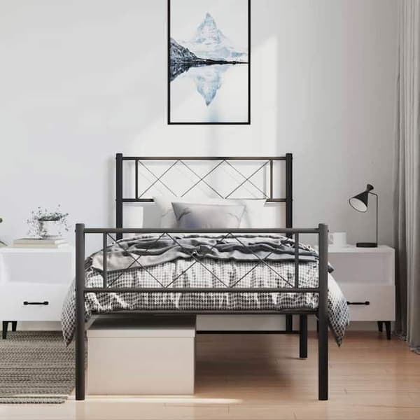 Sengestel - EKSKLUSIV HUS - 100x190 cm - Stål - Sort - Lamelseng Svart