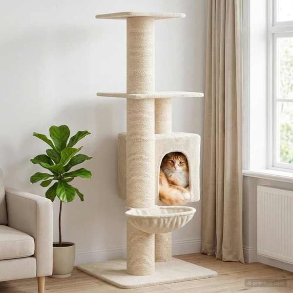 Maison Exclusive - Kattträd med sisal klöspinnar Creme 137 cm