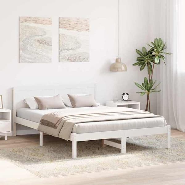 Maison Exclusive - Valkoinen sänkykehys 140 x 200 cm Massiivipuusta Vit