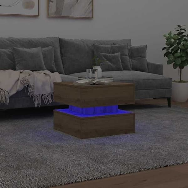 Maison Exclusive - Sofabord med LED-lys, håndlavet egetræ 50x50x40 cm Ek