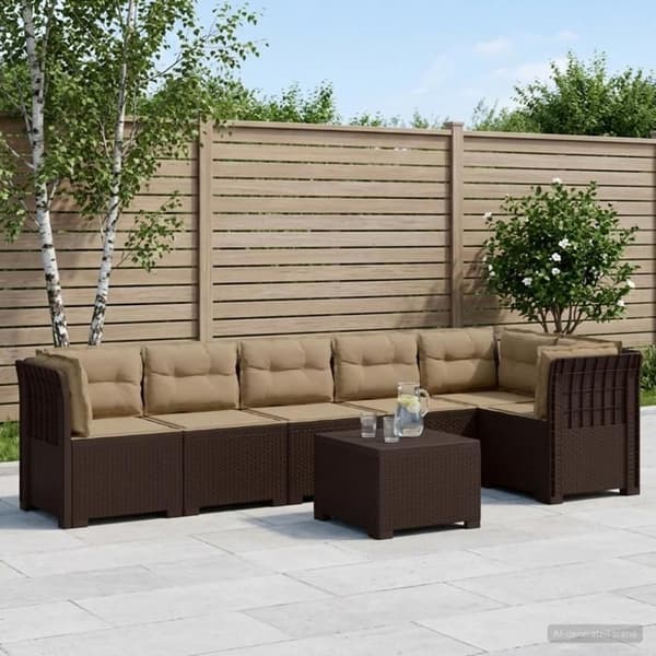 Havemøbel sæt 6 pladser - MAISON EXCLUSIVE - Rattan look - Puder - Holdbart polypropylen - Brun brun