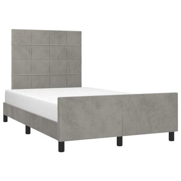 Sengestel - EKSKLUSIV HUS - 120 x 190 cm - Lys grå - Velour - Lamelseng ljusgrått