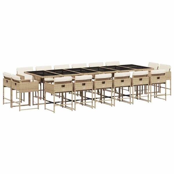 Maison Exclusive - Puutarhakalusteryhmä ja tyynyt 17 kpl beige