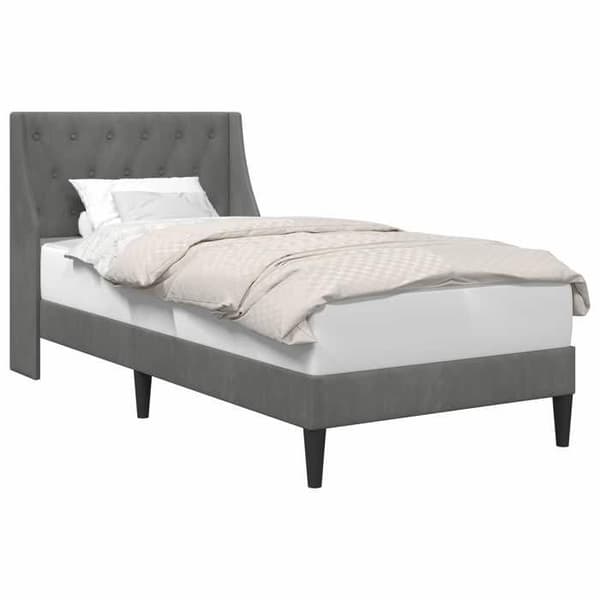 Maison Exclusive - Sängram med huvudgavel Mörkgrå 90 x 190 cm Sammet