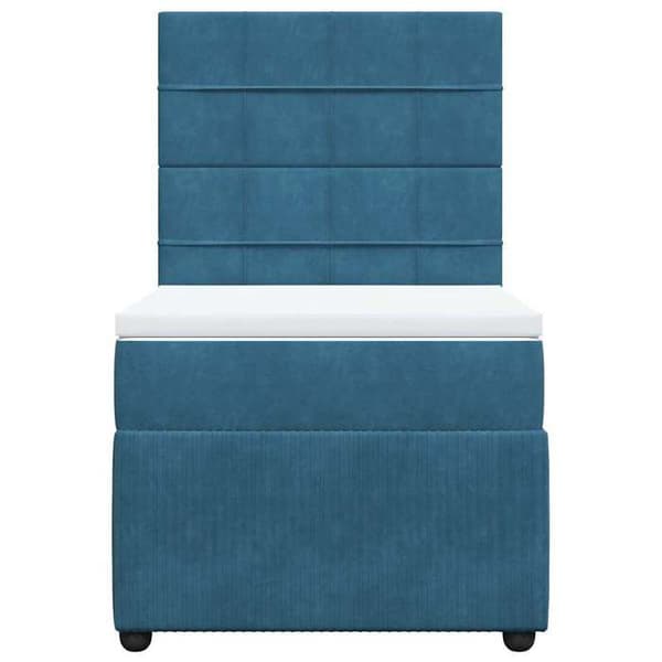 Maison Exclusive - Seng med lameller og blå madras 90x200 cm fløjl
