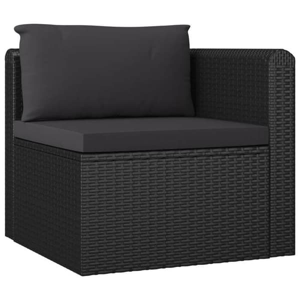 Maison Exclusive - 7-osainen puutarhakalustesetti tyynyillä, polyrottinki, musta