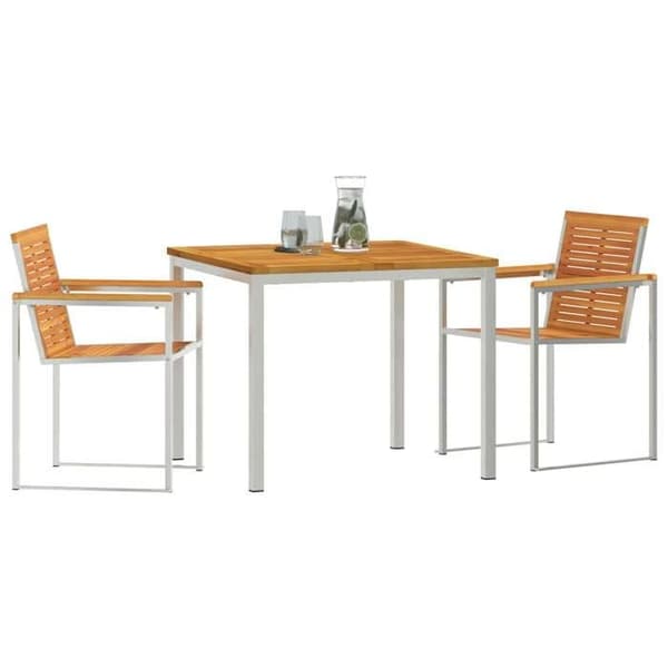 Maison Exclusive - Sæt af 3 pc. spisebord til haven Brunt och silver