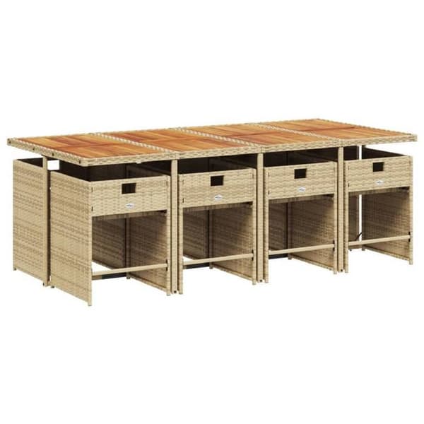 Maison Exclusive - Puutarhakalusteryhmä ja tyynyt 9 kpl beige Polyrottinki