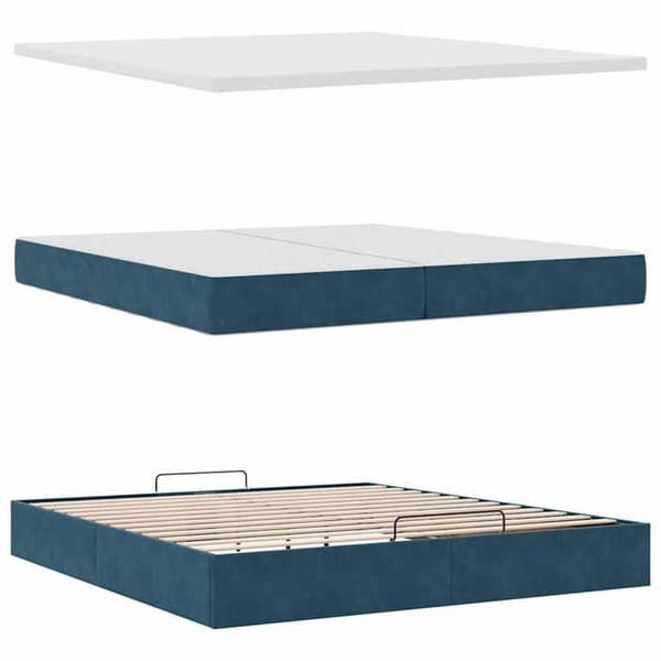 Maison Exclusive - Ottoman sängram med mörkblå madrass 200x200 cm sammet