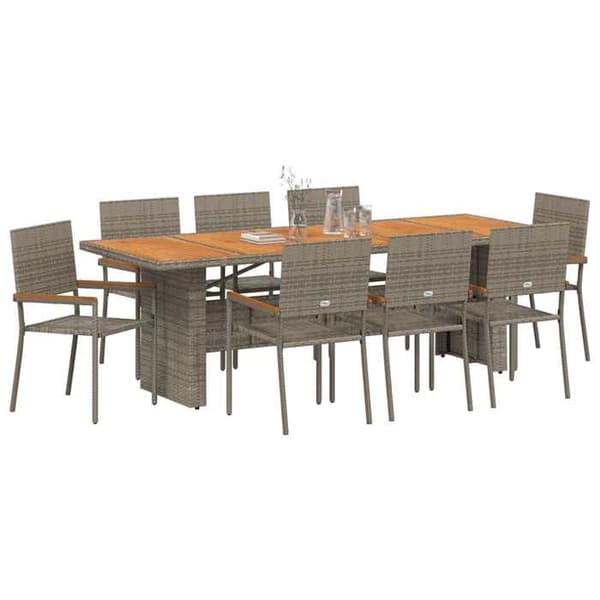 Maison Exclusive - 9 pc have spisebordssæt i grå polyrotin Grå