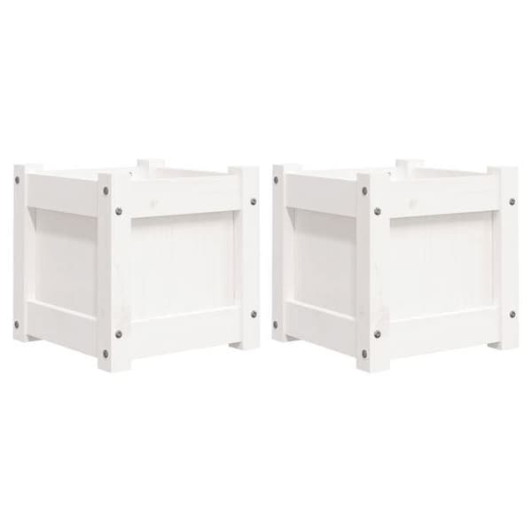 Maison Exclusive - Blomkrukor 2 st vit massiv furu