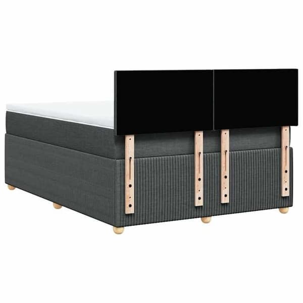 Maison Exclusive - Seng med lameller og madras Mørkegrå 160x200cm Stof