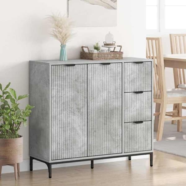 Dressoir - MAISON EXCLUSIVE - Rektangulær buffet - Beton grå - Ingeniørtræ - 89,5 x 33 x 82 cm Betonggrå