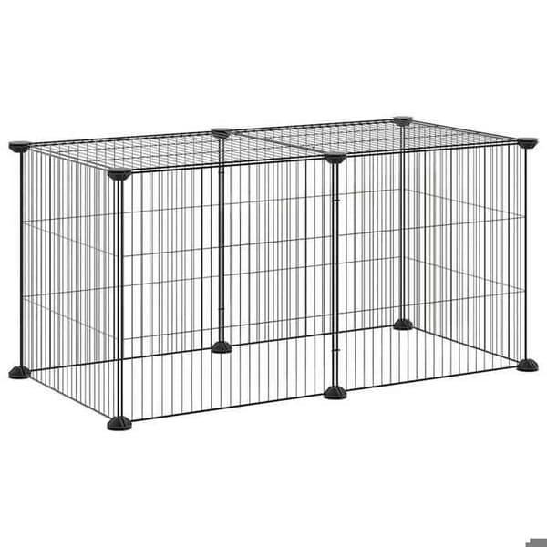 Maison Exclusive - Kæledyrbur med 8 paneler Sort 70x35x35 cm Stål