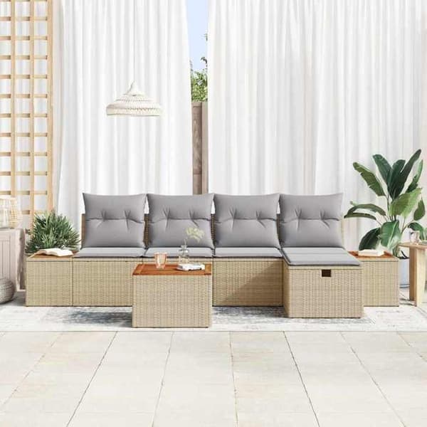 Trädgårdsoffmöbelset - EXKLUSIV HEM - Modulär - Beige - 6 delar - Väderbeständig beige