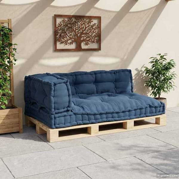 Maison Exclusive - Soffkudde på pall 3 st Indigo Tyg Indigo