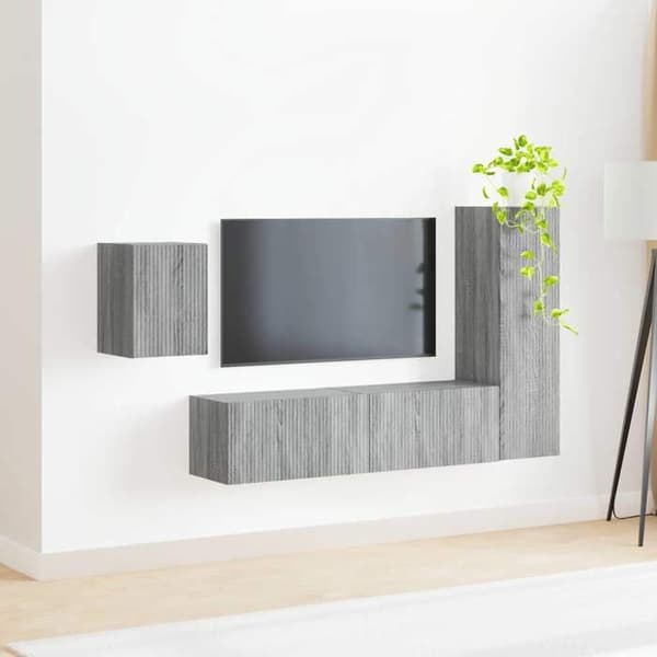 Maison Exclusive - TV-møbel sæt 4 dele Grå Sonoma Ingeniørtræ