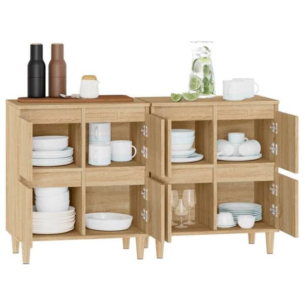 Maison Exclusive - Bufféer 2 st ek sonoma 60x35x70 cm ingenjörsträ
