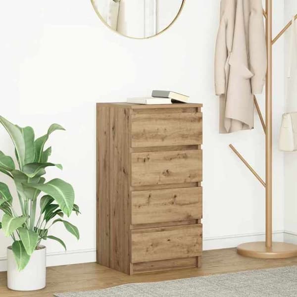 Maison Exclusive - Buffet i håndlavet egetræ 37,5x35x76 cm i ingeniørtræ