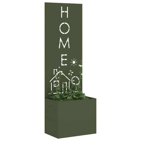 Havemur - EKSKLUSIV HUS - 50 x 32 x 150 cm - Robust stål - Mat finish - Udviklende rusteffekt Olivgrön