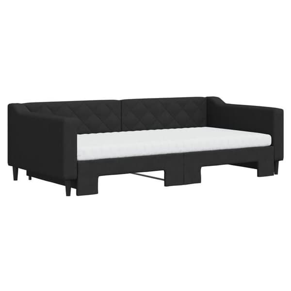 Maison Exclusive - Sengebænk med udtræk og sort madras 100x200 cm stof