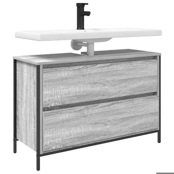 Maison Exclusive - Badeværelsesmøbel med vask og skuffer sonoma grå 90x34,5x60cm Sonoma grå